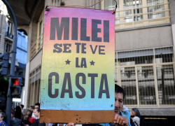 Cartel con leyenda: "Milei se te ve la casta"